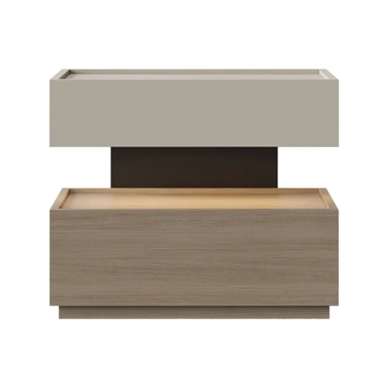 Industrial 2-tier Light Wood Nightstand with Open Storage Image - 14