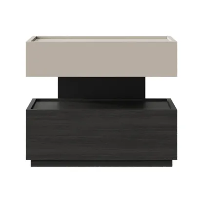 Industrial 2-tier Light Wood Nightstand with Open Storage Image - 15