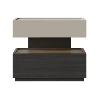 Industrial 2-tier Light Wood Nightstand with Open Storage Image - 16