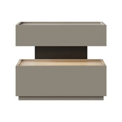 Industrial 2-tier Light Wood Nightstand with Open Storage Image - 18