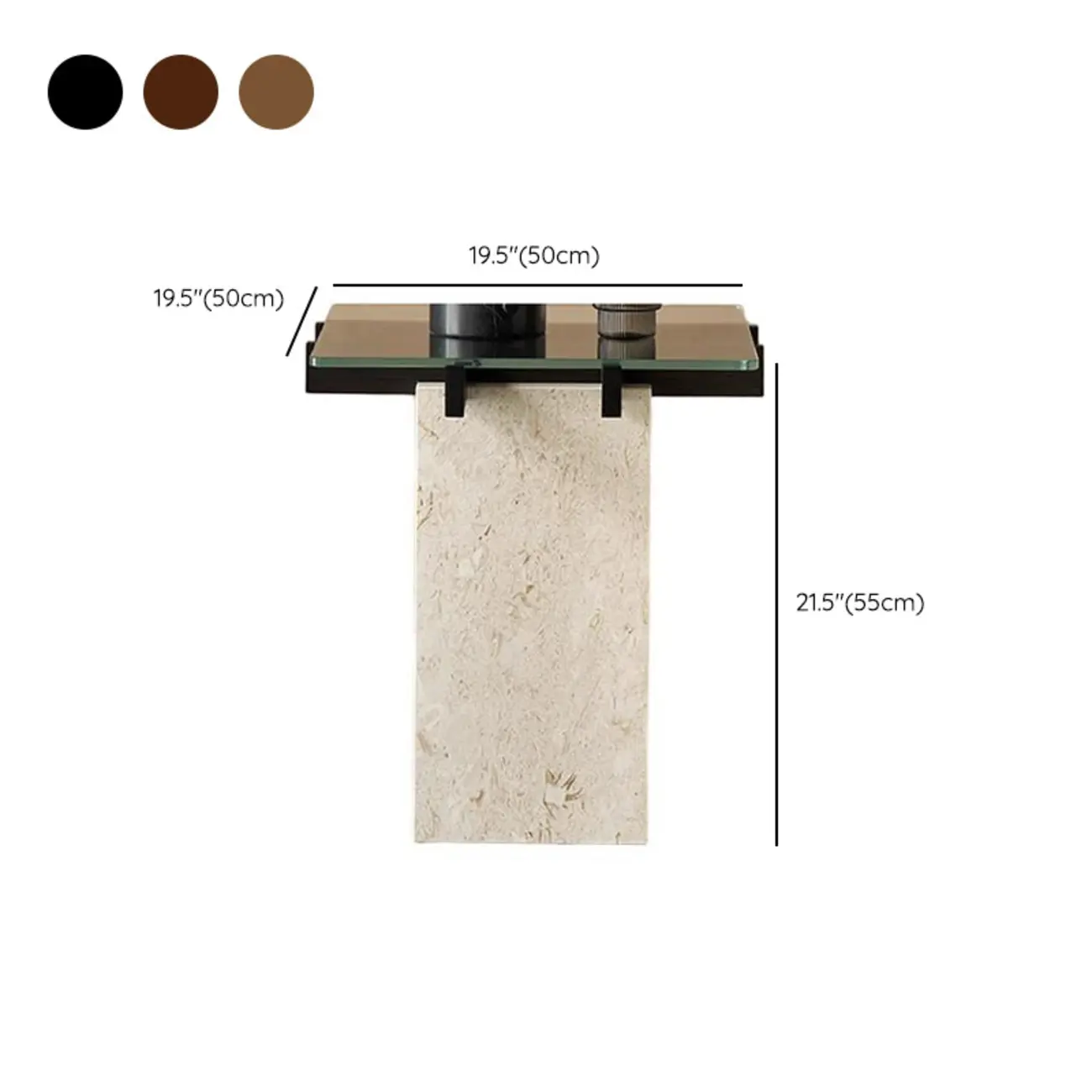  Contemporary Square Glass Top End Table Marble Base #size | homeyfad