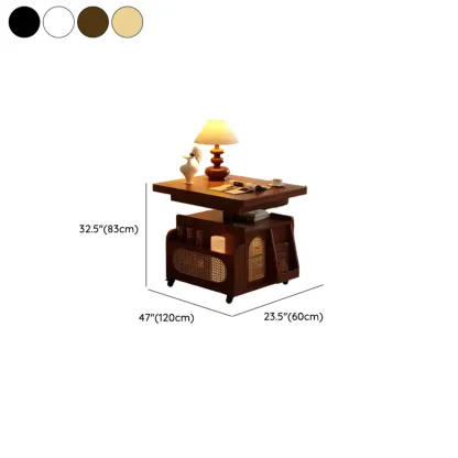 Functional Foldable Tabletop Wood Side Table With Wheels #size