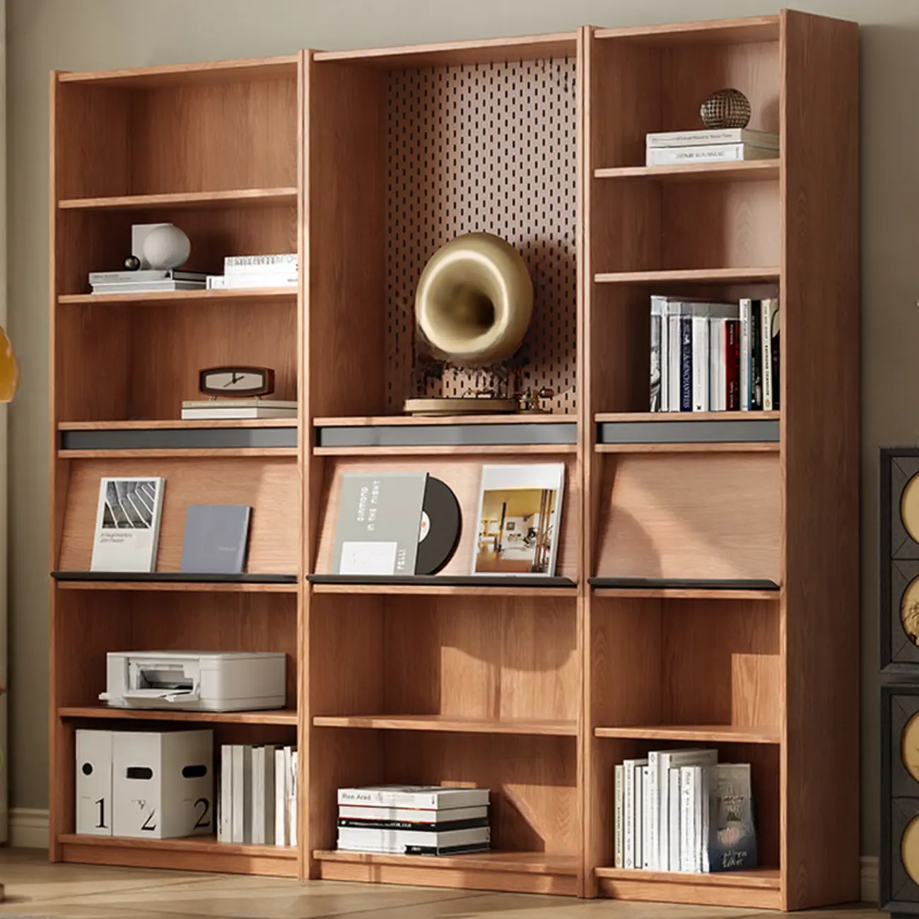 Unfinished Color Vertical Oak Wood Bookshelves with Closed Back Image - 1 | homeyfad