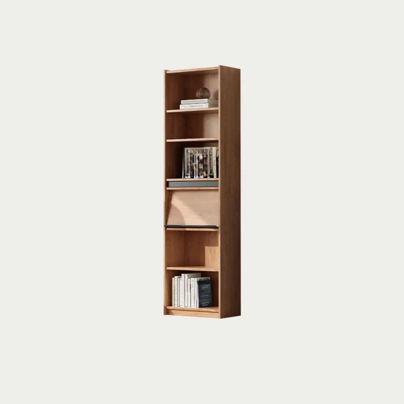 Unfinished Color Vertical Oak Wood Bookshelves with Closed Back Image - 3 | homeyfad