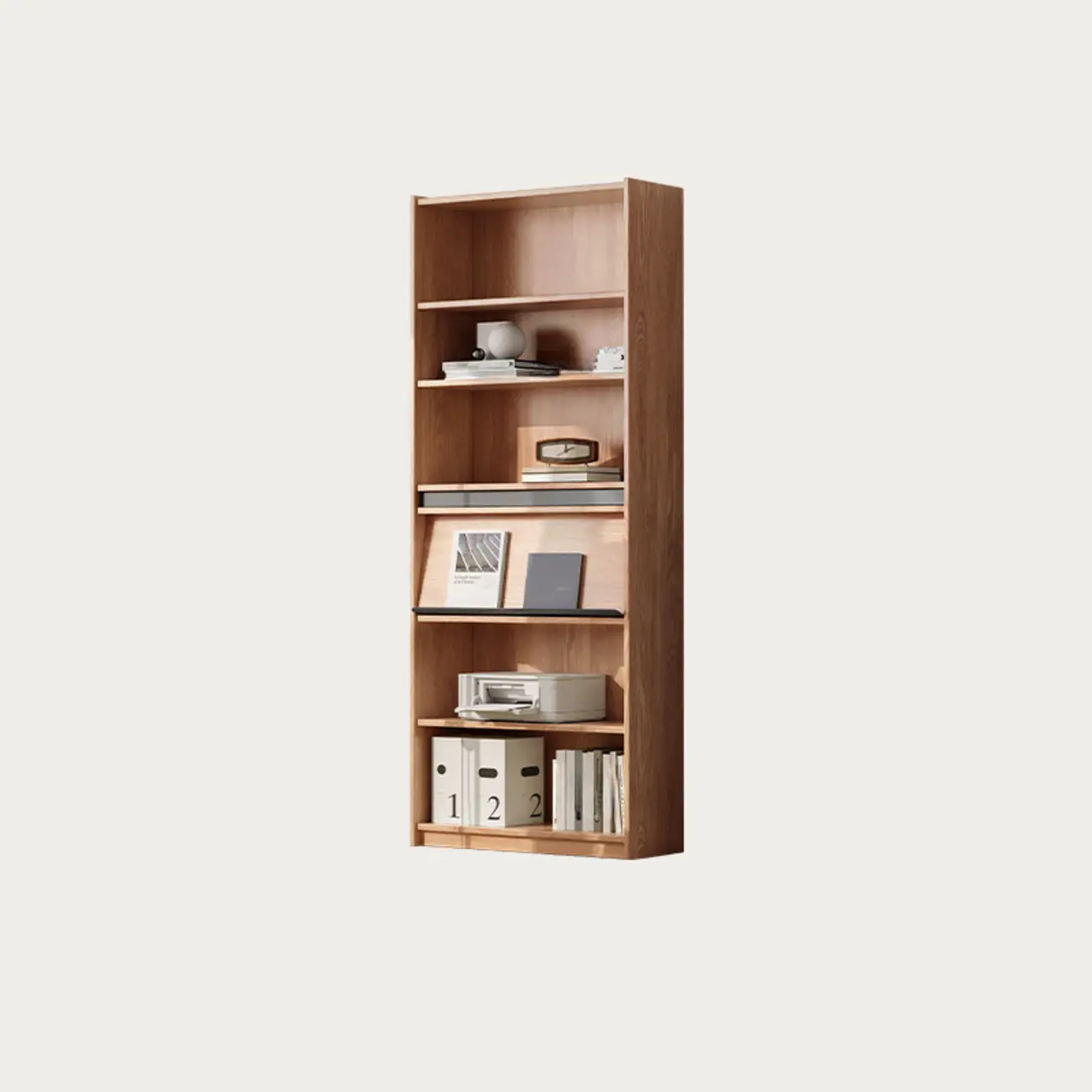 Unfinished Color Vertical Oak Wood Bookshelves with Closed Back Image - 4 | homeyfad