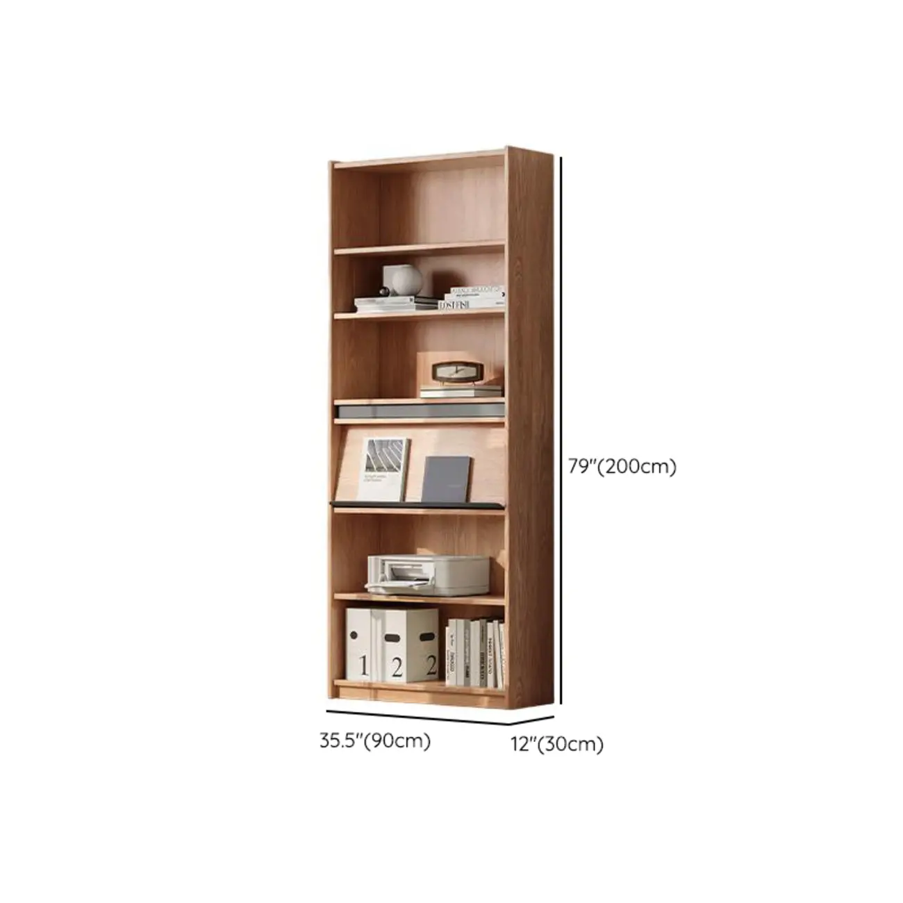 Unfinished Color Vertical Oak Wood Bookshelves with Closed Back Image - 13 | homeyfad