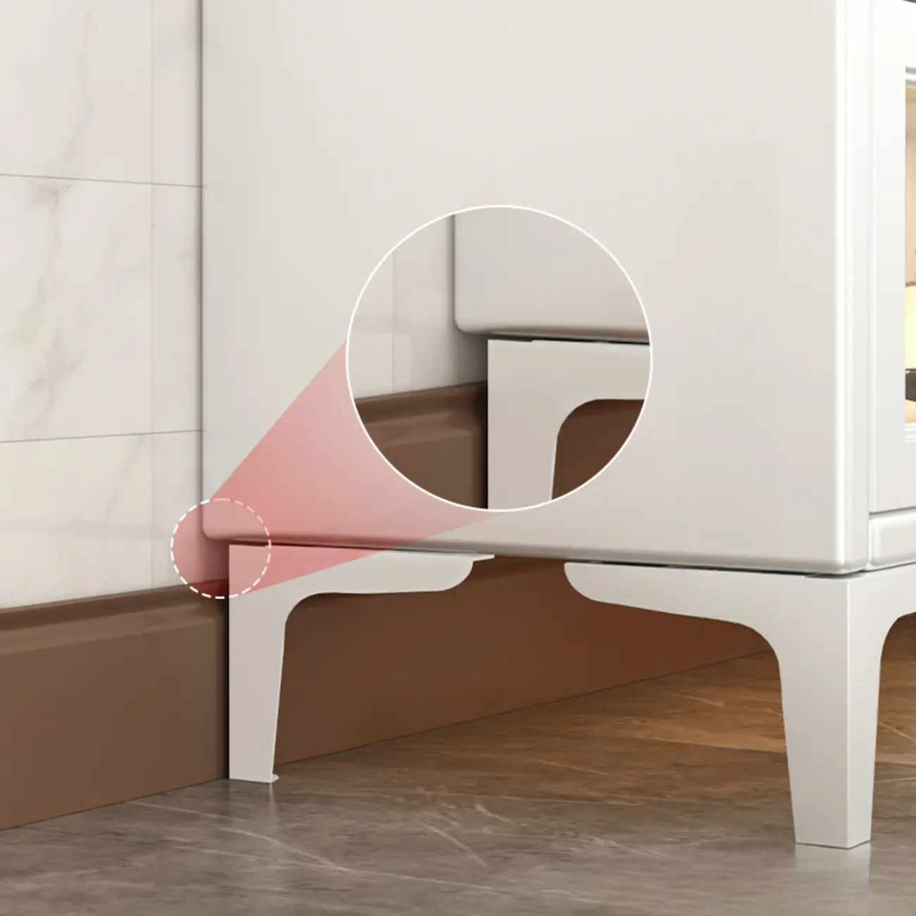 Chalk Vertical Bookshelves with 3 Cabinets, 3-Shelf Alloy Frame and Closed Back Image - 4 | homeyfad