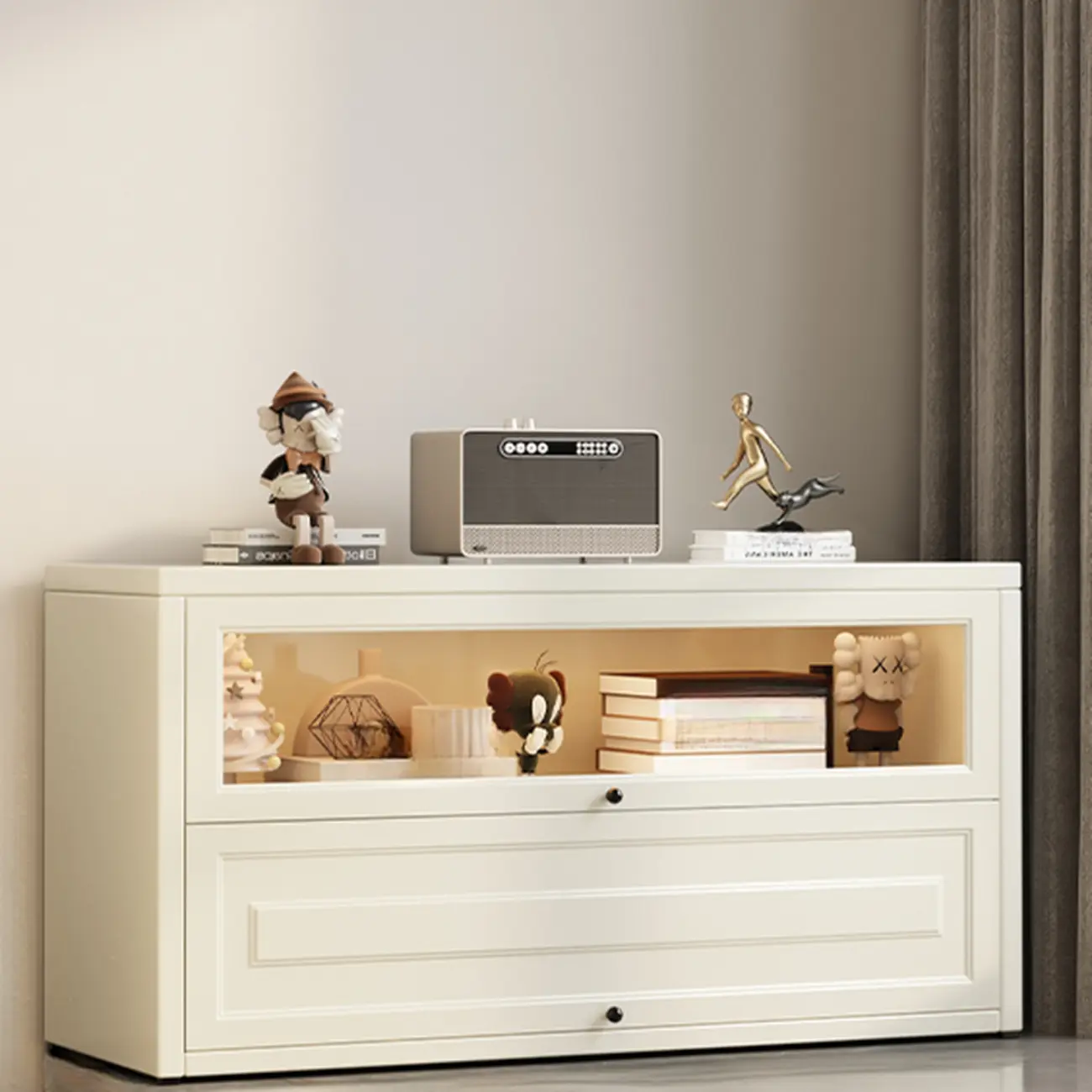 Chalk Vertical Bookshelves with 3 Cabinets, 3-Shelf Alloy Frame and Closed Back Image - 11 | homeyfad