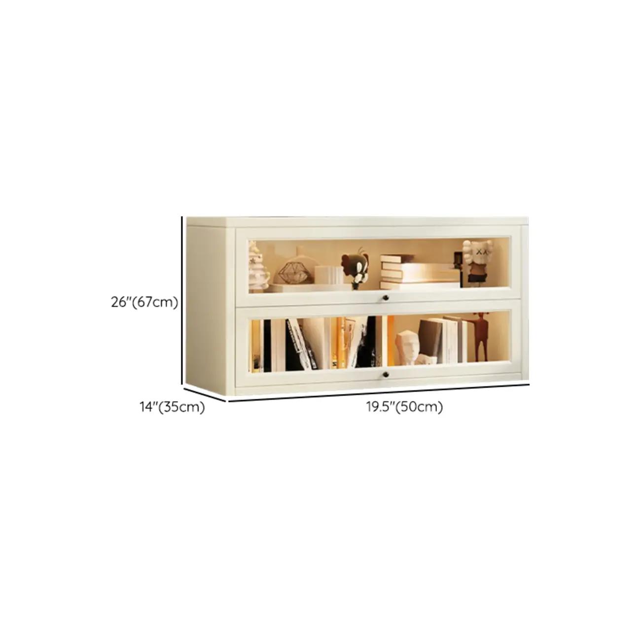 Chalk Vertical Bookshelves with 3 Cabinets, 3-Shelf Alloy Frame and Closed Back #size | homeyfad