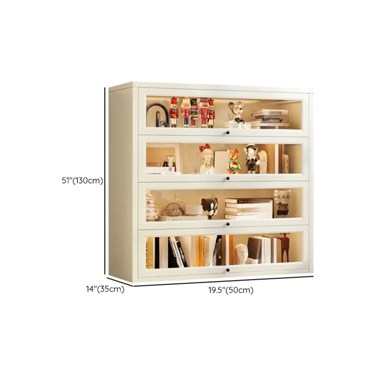 Chalk Vertical Bookshelves with 3 Cabinets, 3-Shelf Alloy Frame and Closed Back Image - 14 | homeyfad