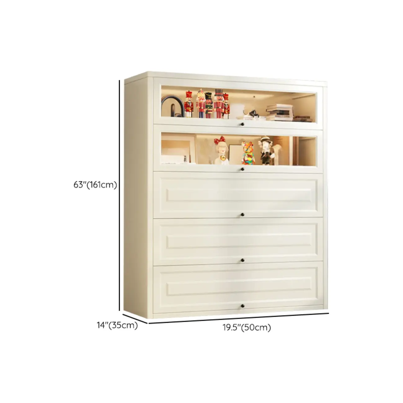 Chalk Vertical Bookshelves with 3 Cabinets, 3-Shelf Alloy Frame and Closed Back Image - 19 | homeyfad