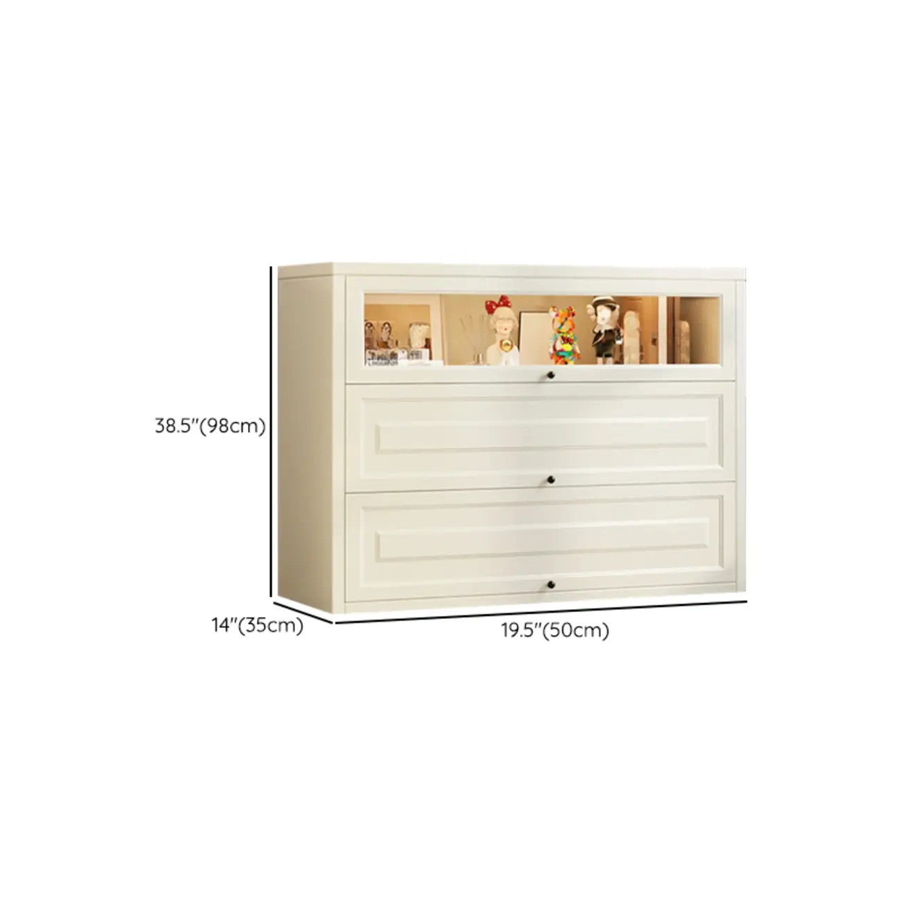 Chalk Vertical Bookshelves with 3 Cabinets, 3-Shelf Alloy Frame and Closed Back Image - 20 | homeyfad