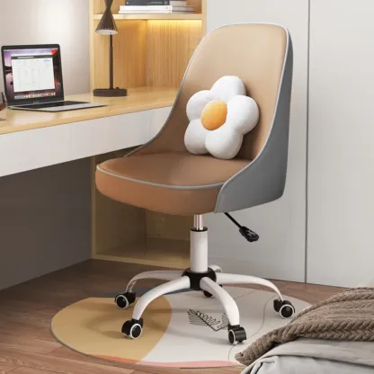 Minimalist Adjustable Height Upholstered Swivel Office Chair Image - 2