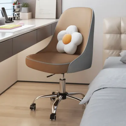 Minimalist Adjustable Height Upholstered Swivel Office Chair Image - 5