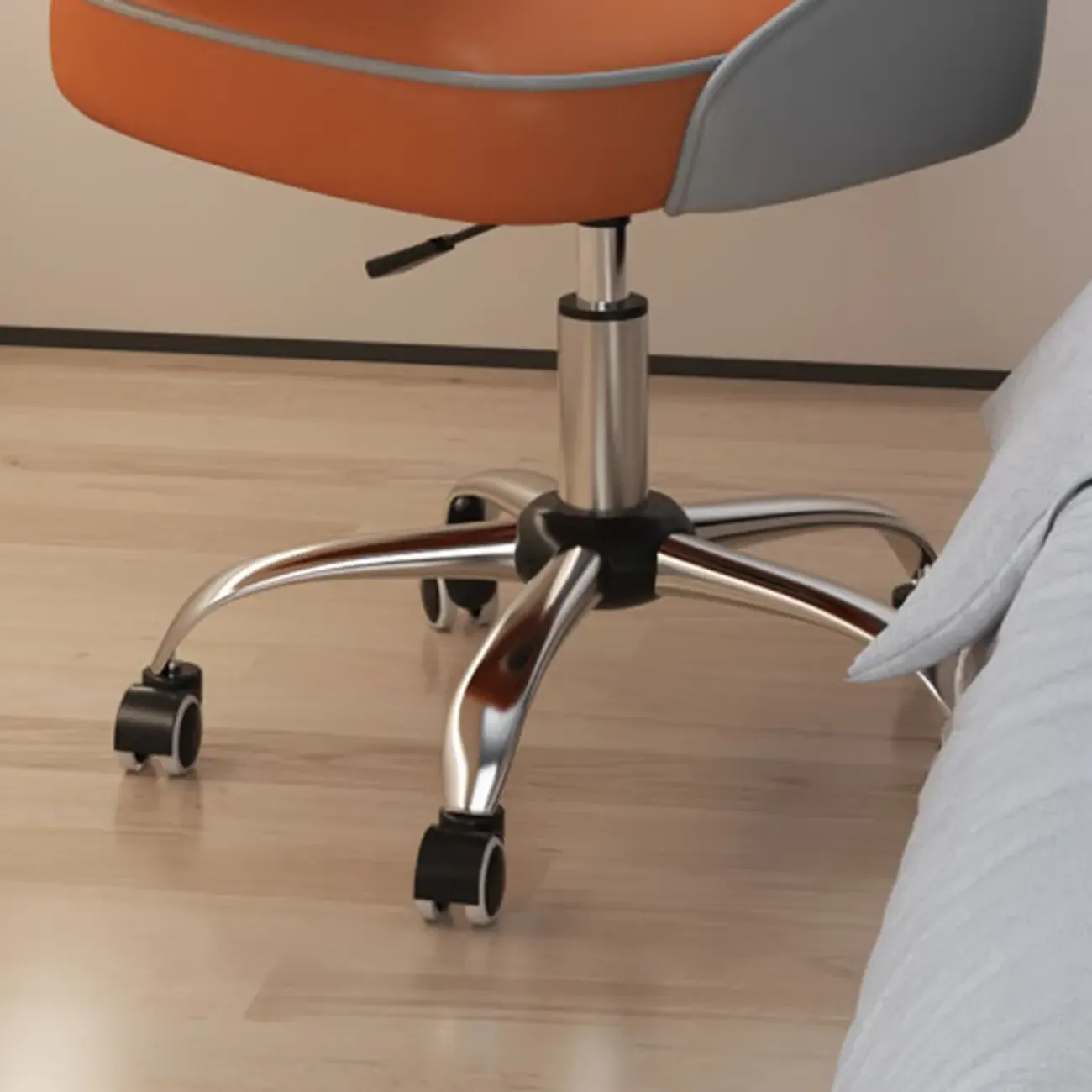 Minimalist Adjustable Height Upholstered Swivel Office Chair Image - 8