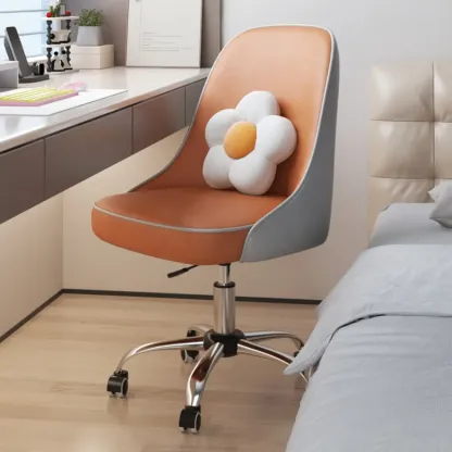 Minimalist Adjustable Height Upholstered Swivel Office Chair Image - 10