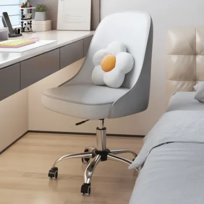 Minimalist Adjustable Height Upholstered Swivel Office Chair Image - 11