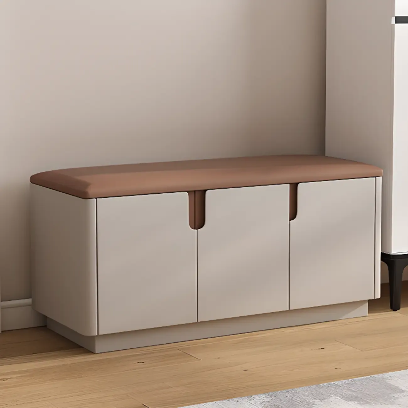 Space-saving Upholstered Entryway Bench With Storage Image - 2