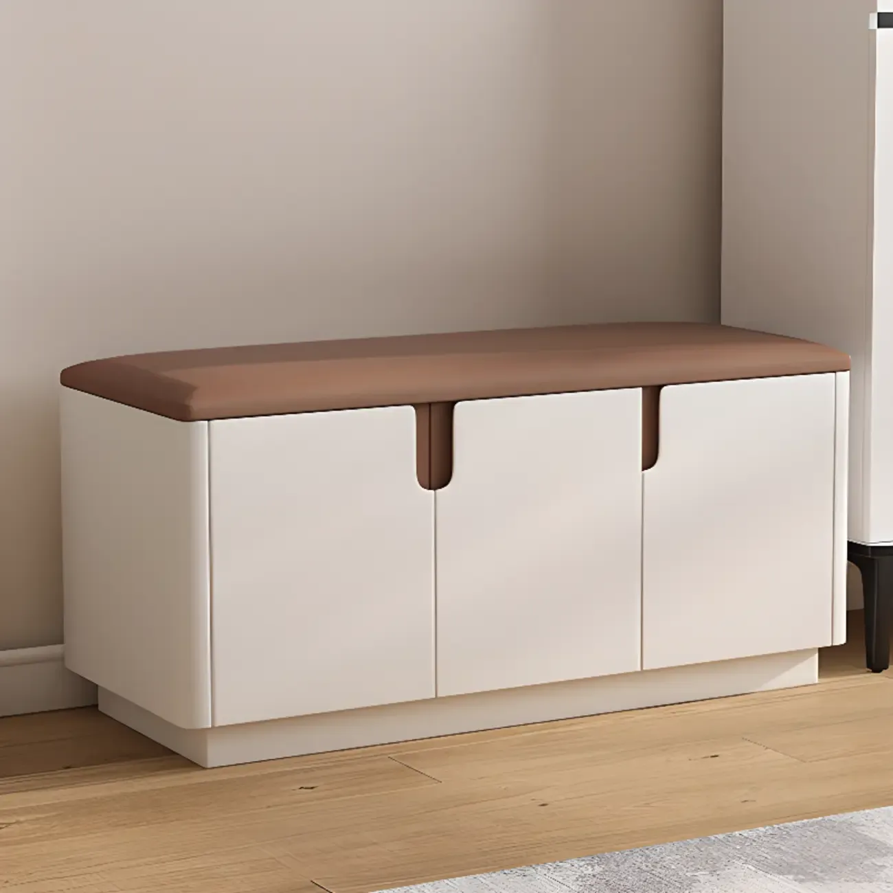 Space-saving Upholstered Entryway Bench With Storage Image - 3