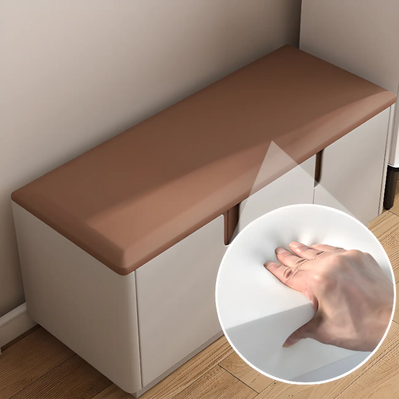 Space-saving Upholstered Entryway Bench With Storage Image - 12 | homeyfad