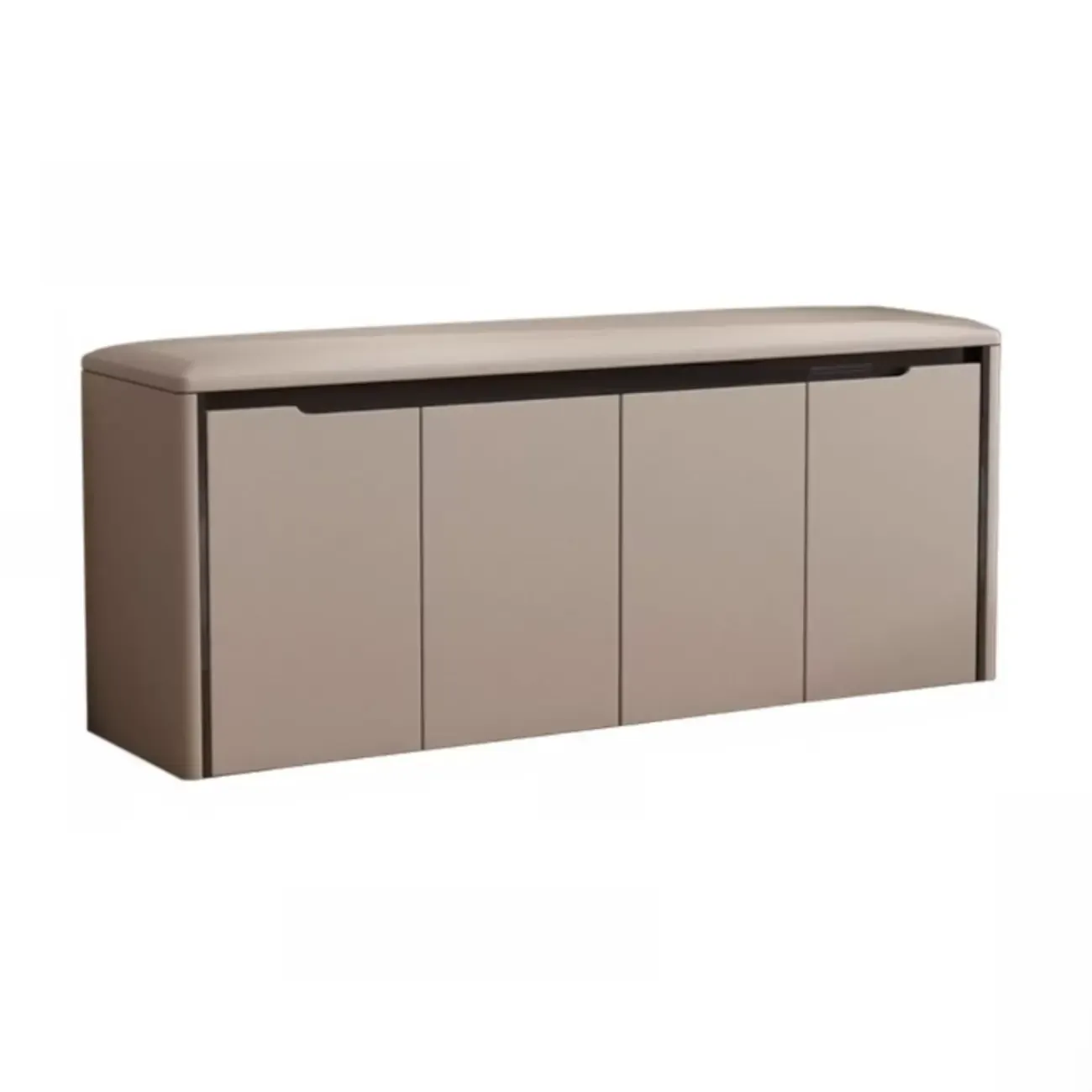 Modern Khaki Entryway Storage Bench With Padded Seat Image - 7