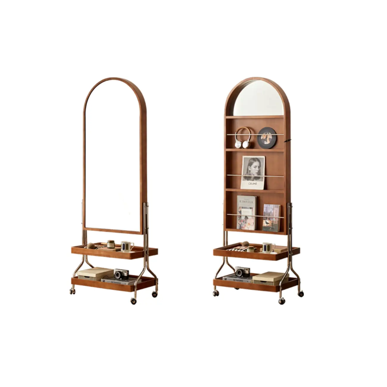 Modern Oak Wood Vertical Closed Back Bookcase Image - 2 | homeyfad