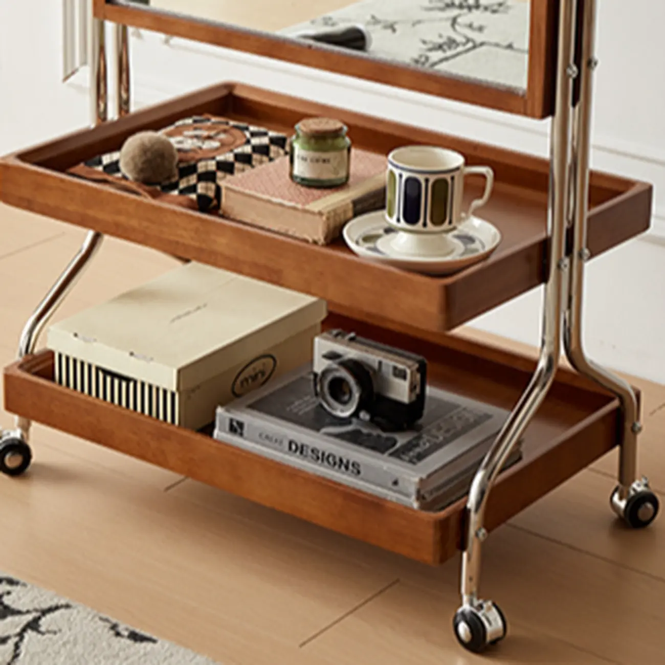 Modern Oak Wood Vertical Closed Back Bookcase Image - 5 | homeyfad