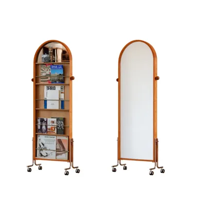 Modern Oak Wood Vertical Closed Back Bookcase Image - 11