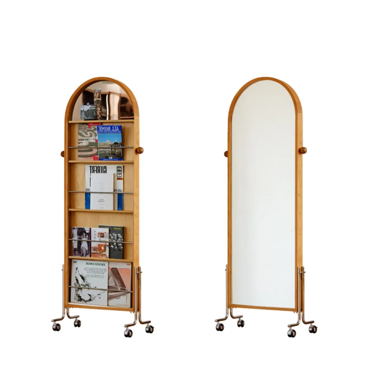 Modern Oak Wood Vertical Closed Back Bookcase Image - 12