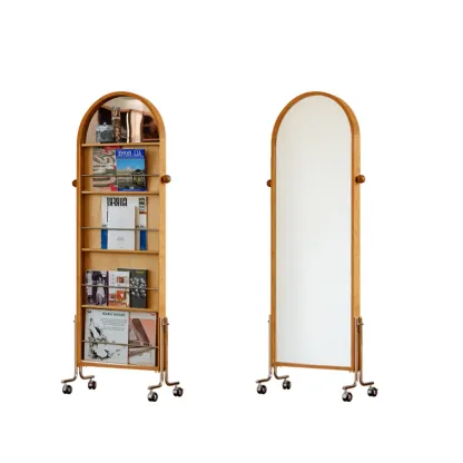 Modern Oak Wood Vertical Closed Back Bookcase Image - 12