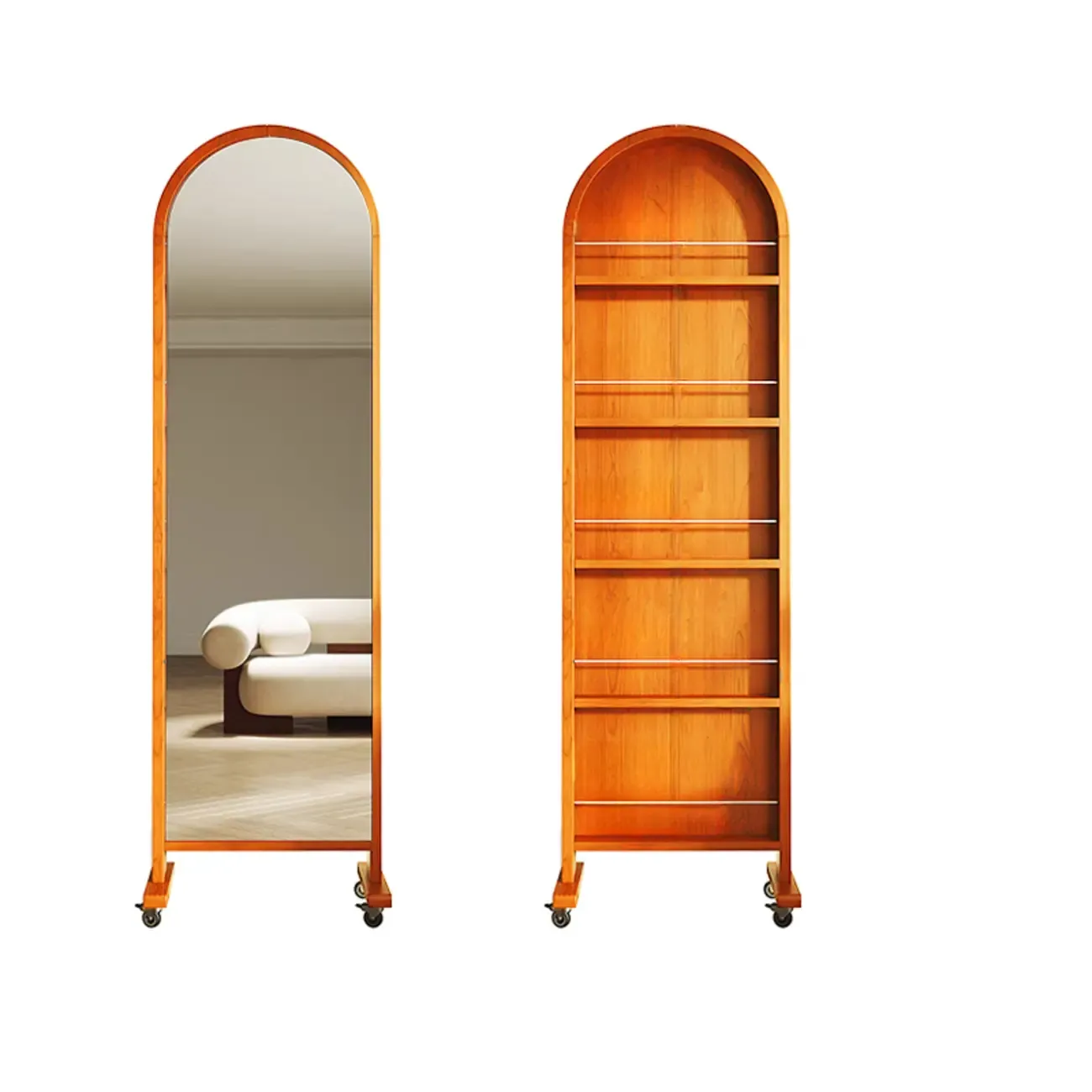 Modern Oak Wood Vertical Closed Back Bookcase Image - 15