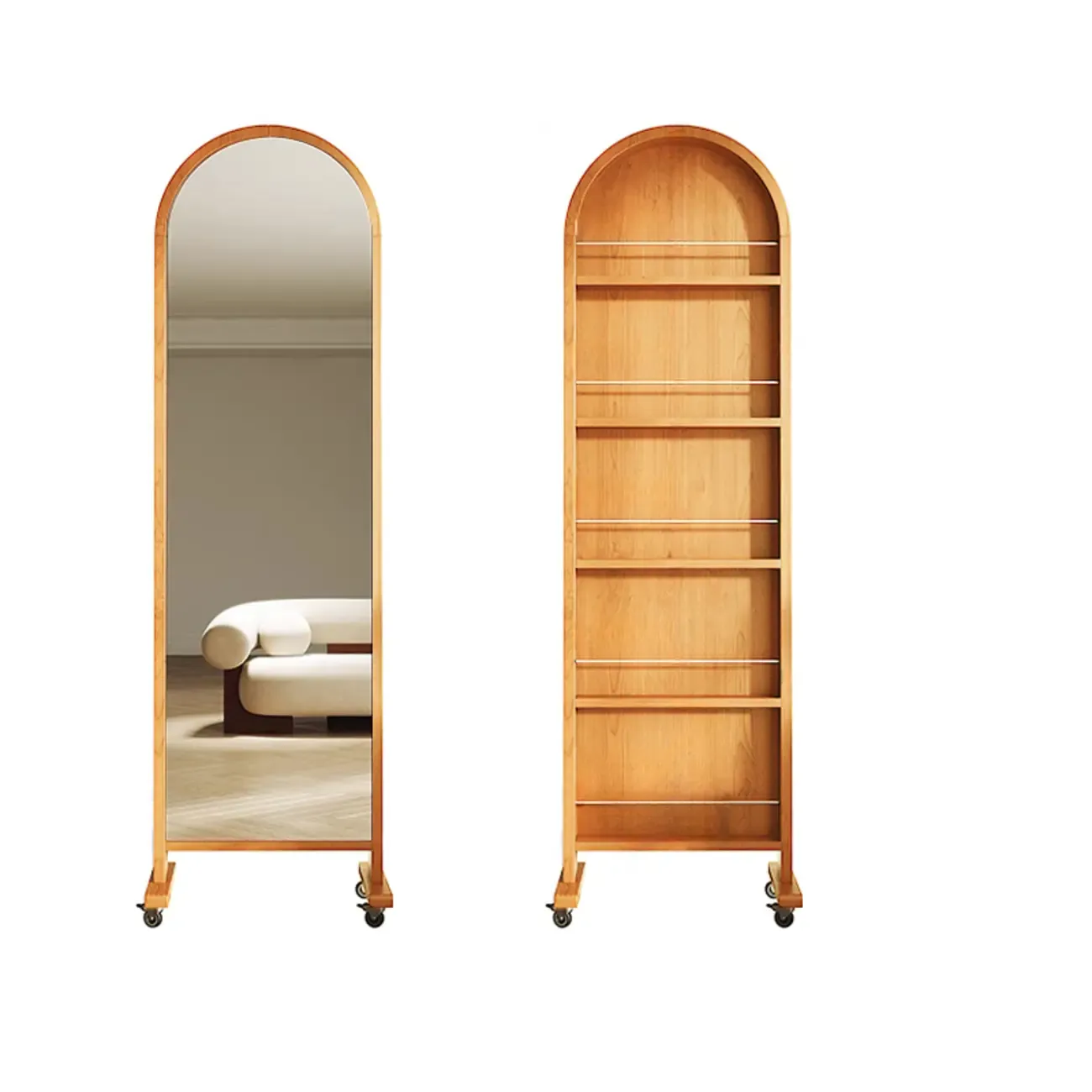 Modern Oak Wood Vertical Closed Back Bookcase Image - 16