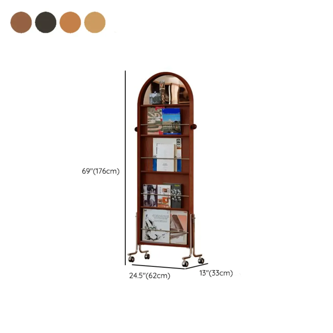 Modern Oak Wood Vertical Closed Back Bookcase Image - 19