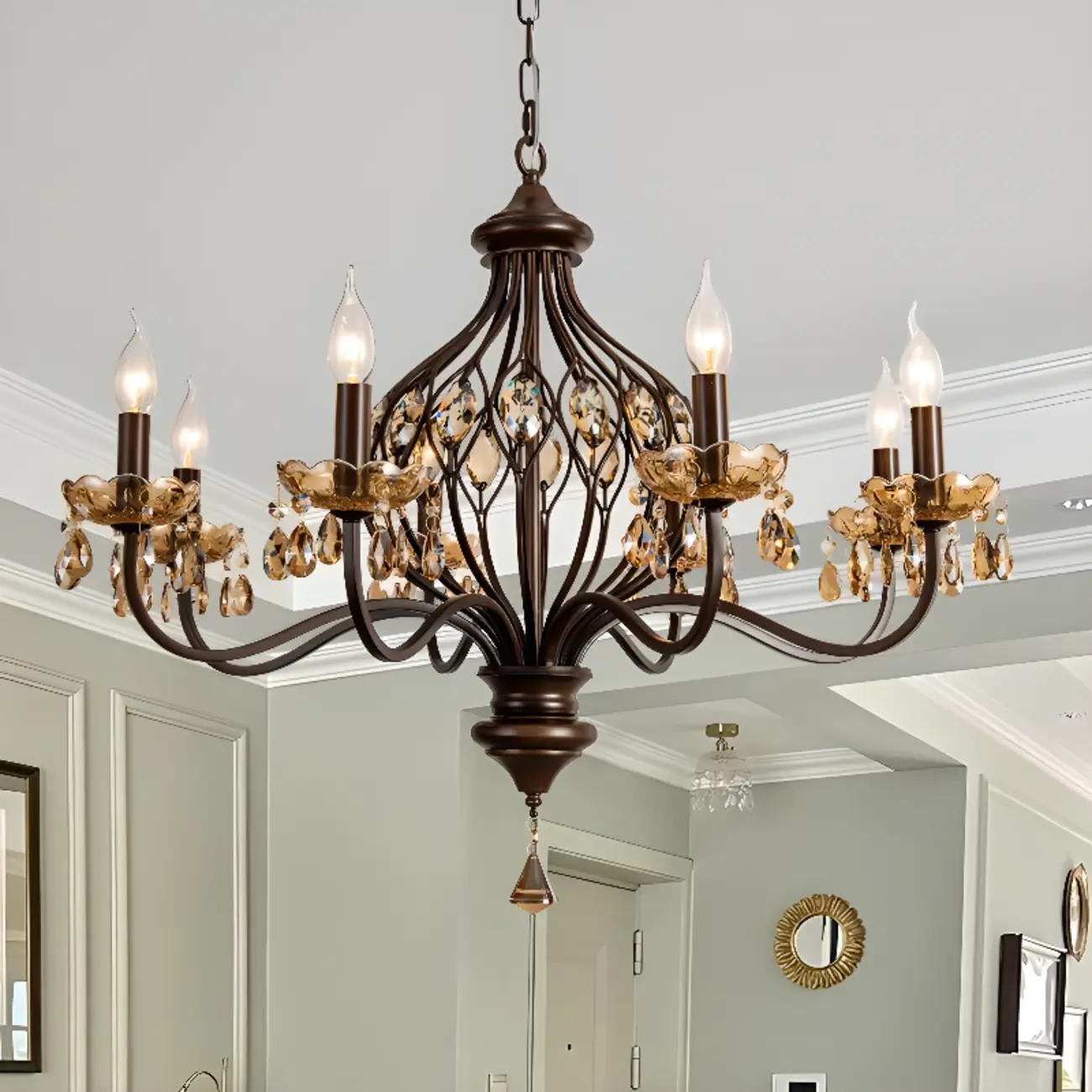 Traditonal Geometric Modern Chain Candelabra Chandelier Image - 1 | homeyfad