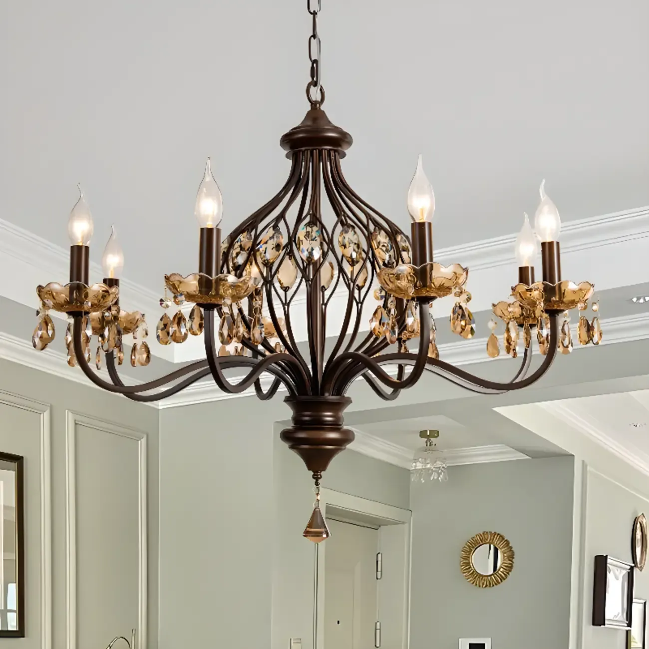 Traditonal Geometric Modern Chain Candelabra Chandelier Image - 1