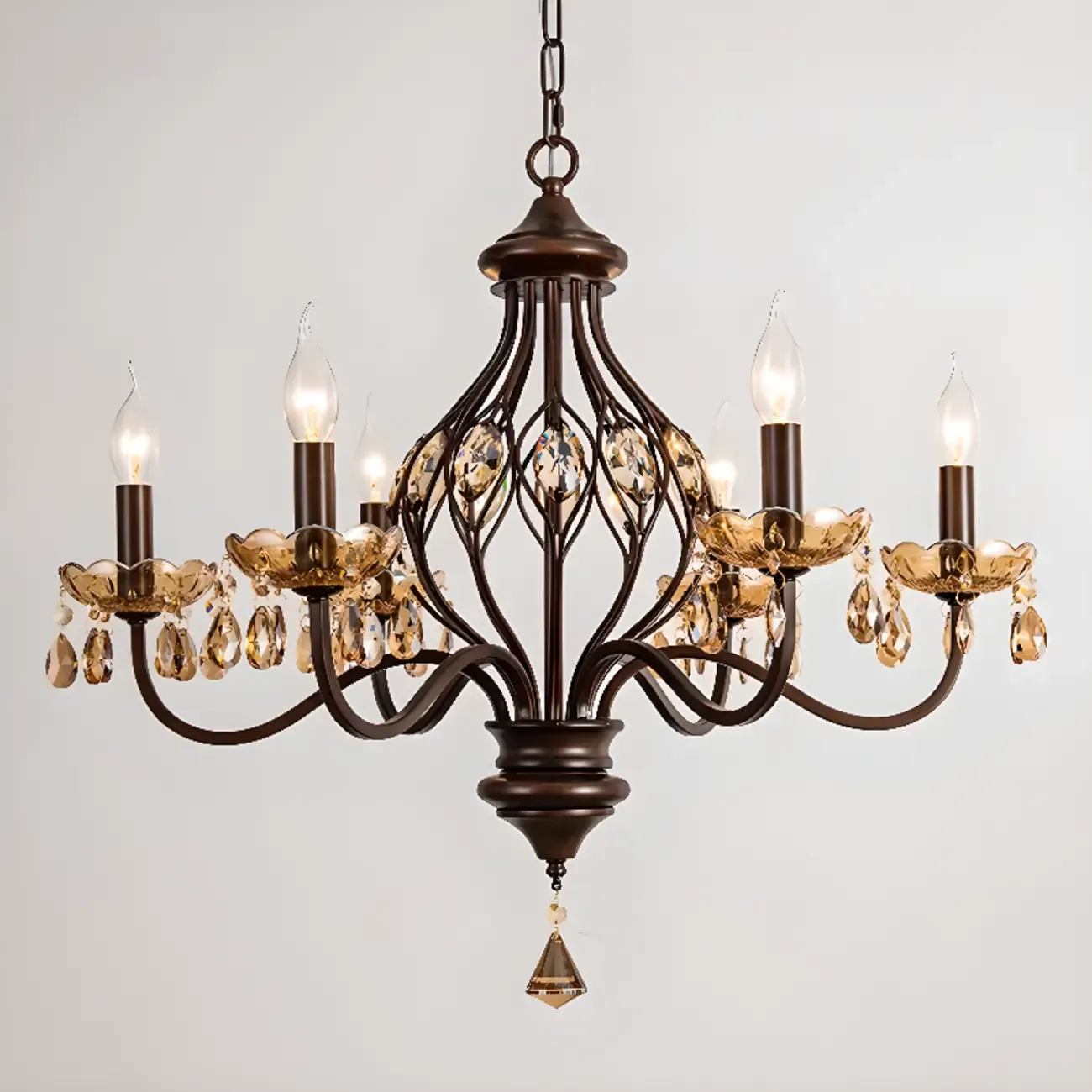 Traditonal Geometric Modern Chain Candelabra Chandelier Image - 3