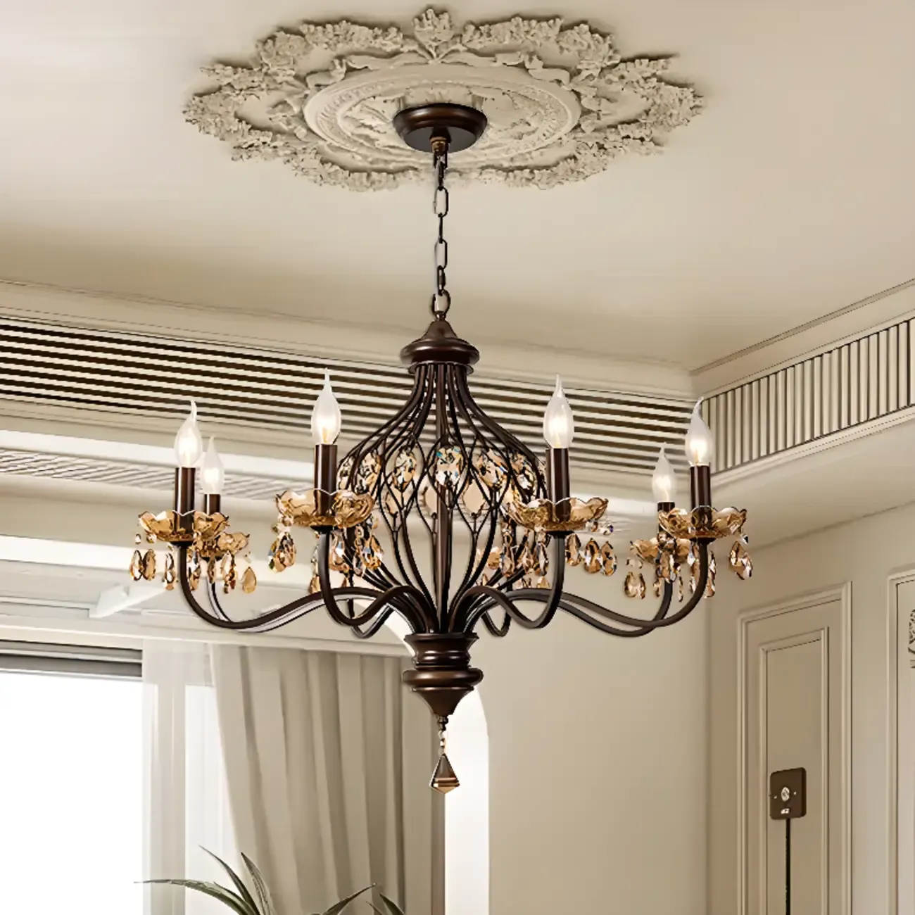 Traditonal Geometric Modern Chain Candelabra Chandelier Image - 2