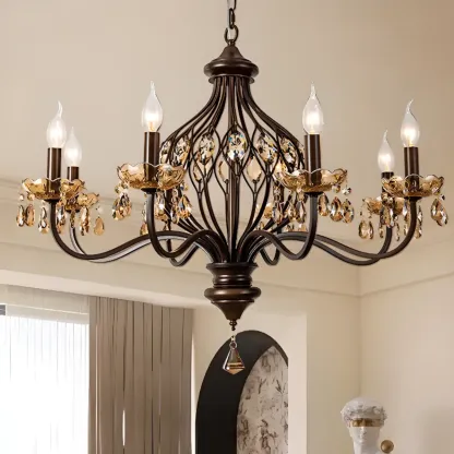 Traditonal Geometric Modern Chain Candelabra Chandelier Image - 6