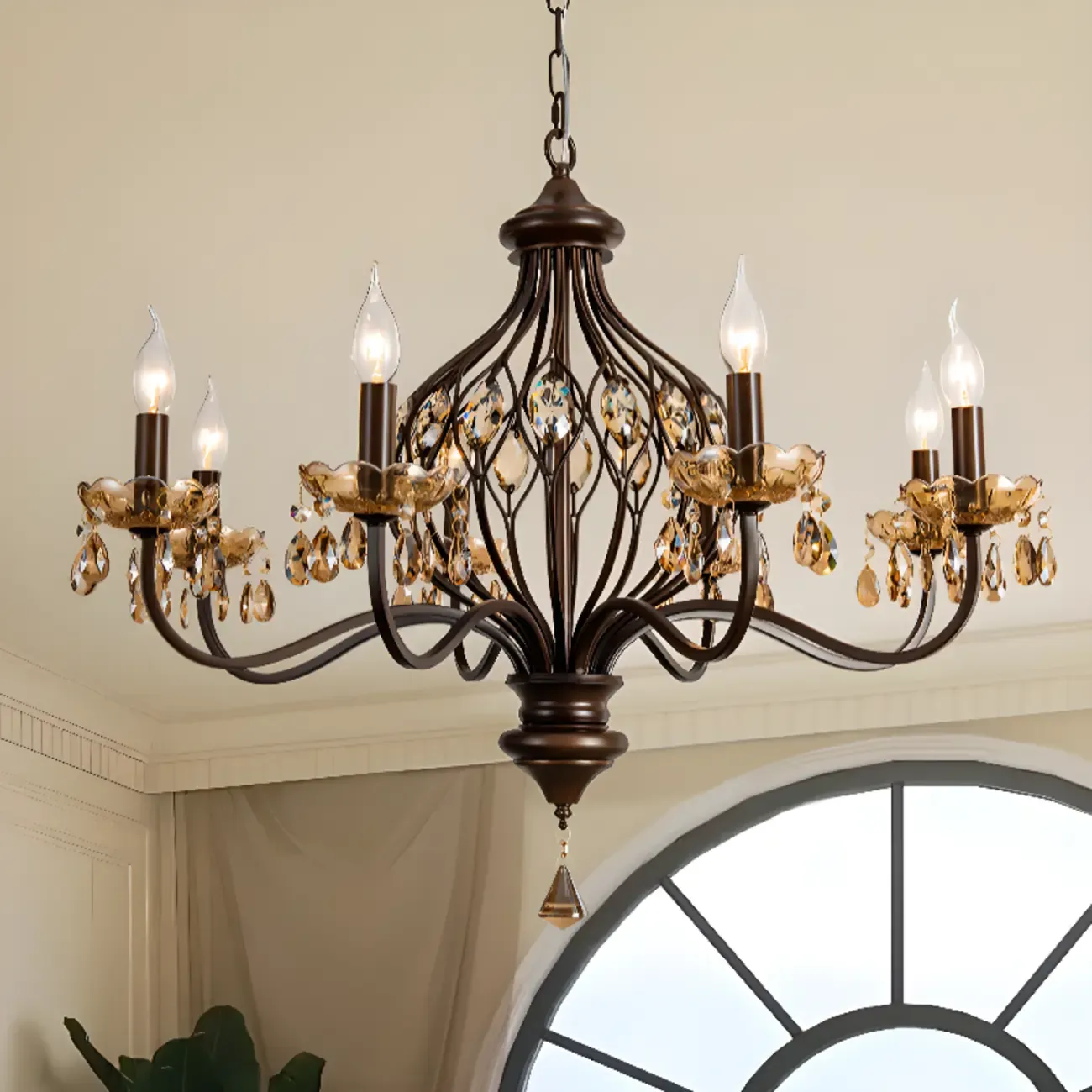 Traditonal Geometric Modern Chain Candelabra Chandelier Image - 7