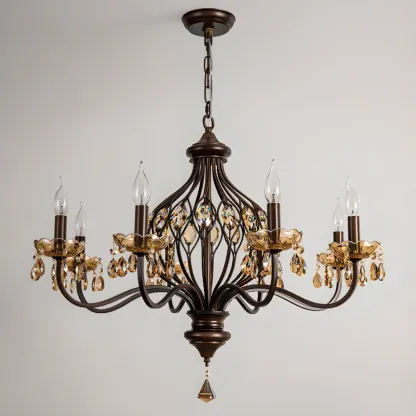 Traditonal Geometric Modern Chain Candelabra Chandelier Image - 8