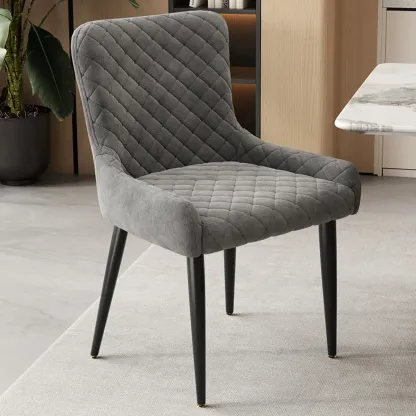 contemporary Upholstered Low Back Chenille Dining Chairs Image - 5