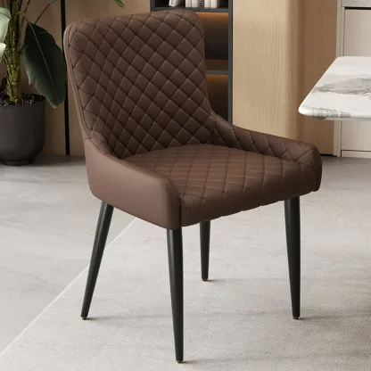contemporary Upholstered Low Back Chenille Dining Chairs Image - 8