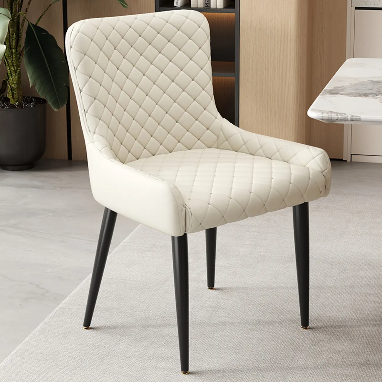 contemporary Upholstered Low Back Chenille Dining Chairs Image - 10 | homeyfad