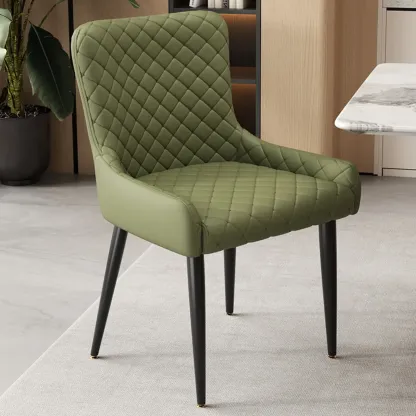 contemporary Upholstered Low Back Chenille Dining Chairs Image - 11