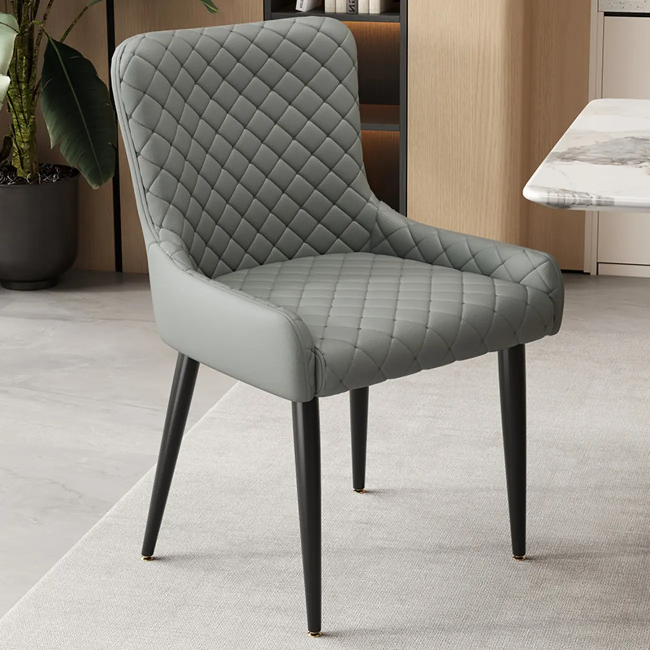 contemporary Upholstered Low Back Chenille Dining Chairs Image - 12 | homeyfad