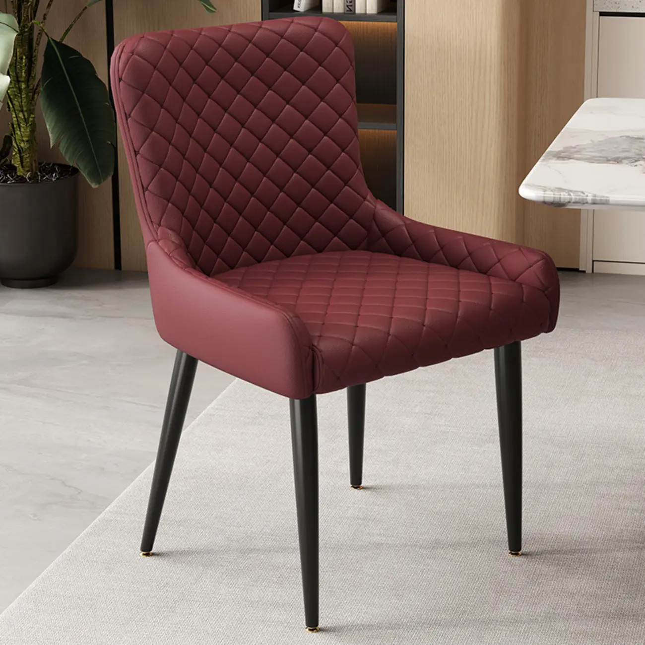contemporary Upholstered Low Back Chenille Dining Chairs Image - 13 | homeyfad