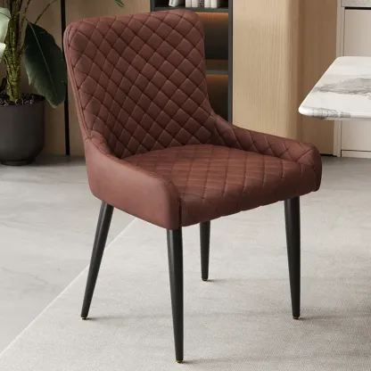 contemporary Upholstered Low Back Chenille Dining Chairs Image - 14