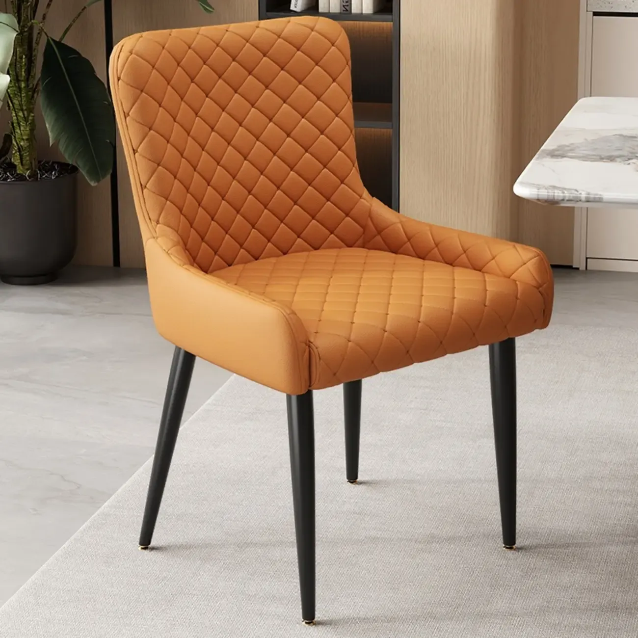 contemporary Upholstered Low Back Chenille Dining Chairs Image - 15