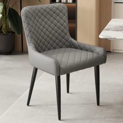 contemporary Upholstered Low Back Chenille Dining Chairs Image - 16