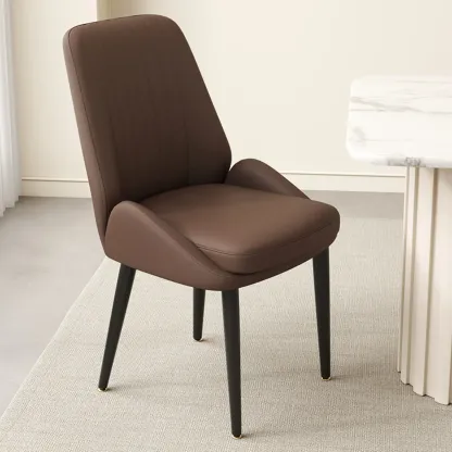 contemporary Upholstered Low Back Chenille Dining Chairs Image - 18